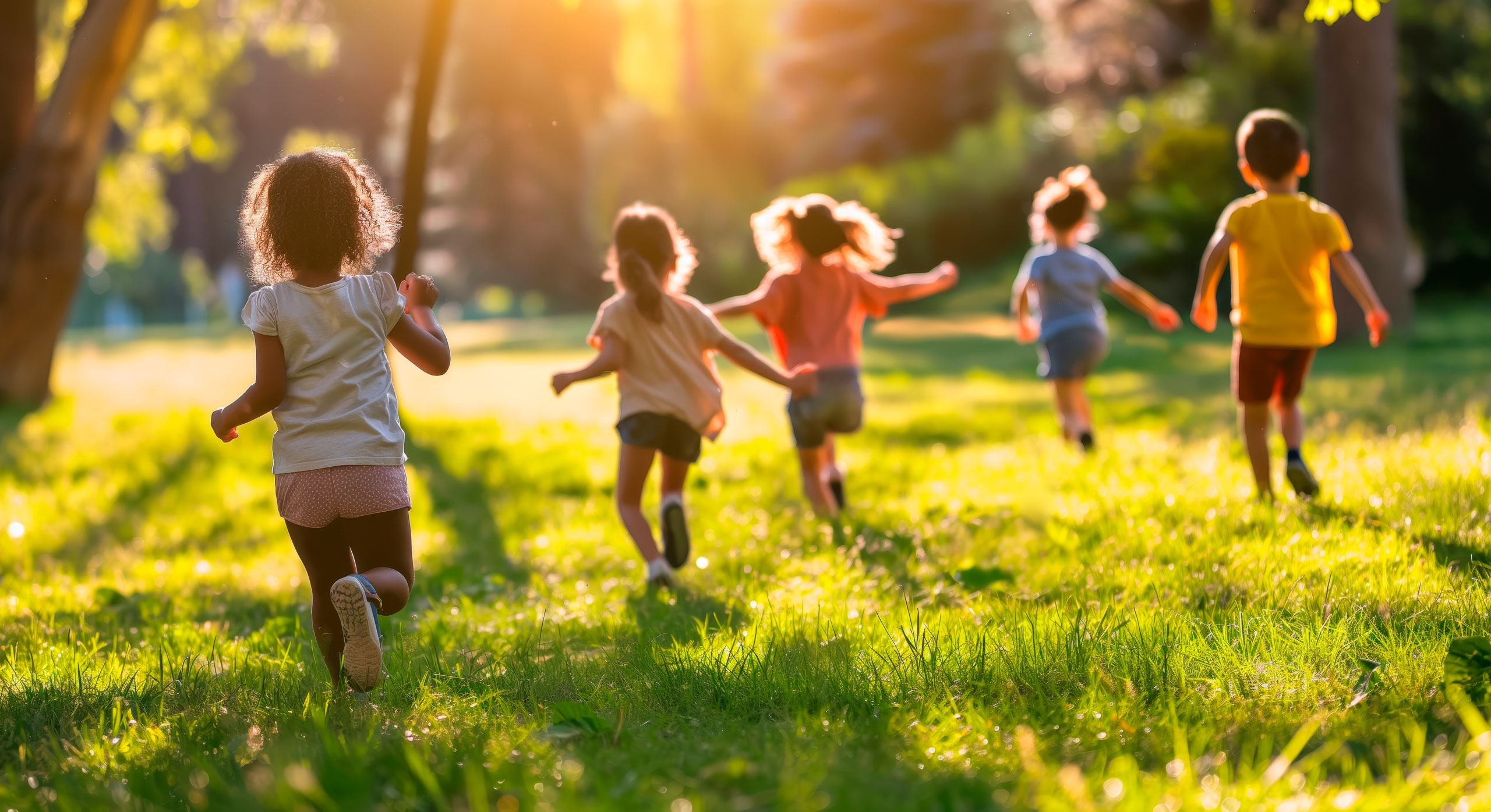 AdobeStock_807123805 / gunzexx png and bg 5 Kinder laufen durch einen Park